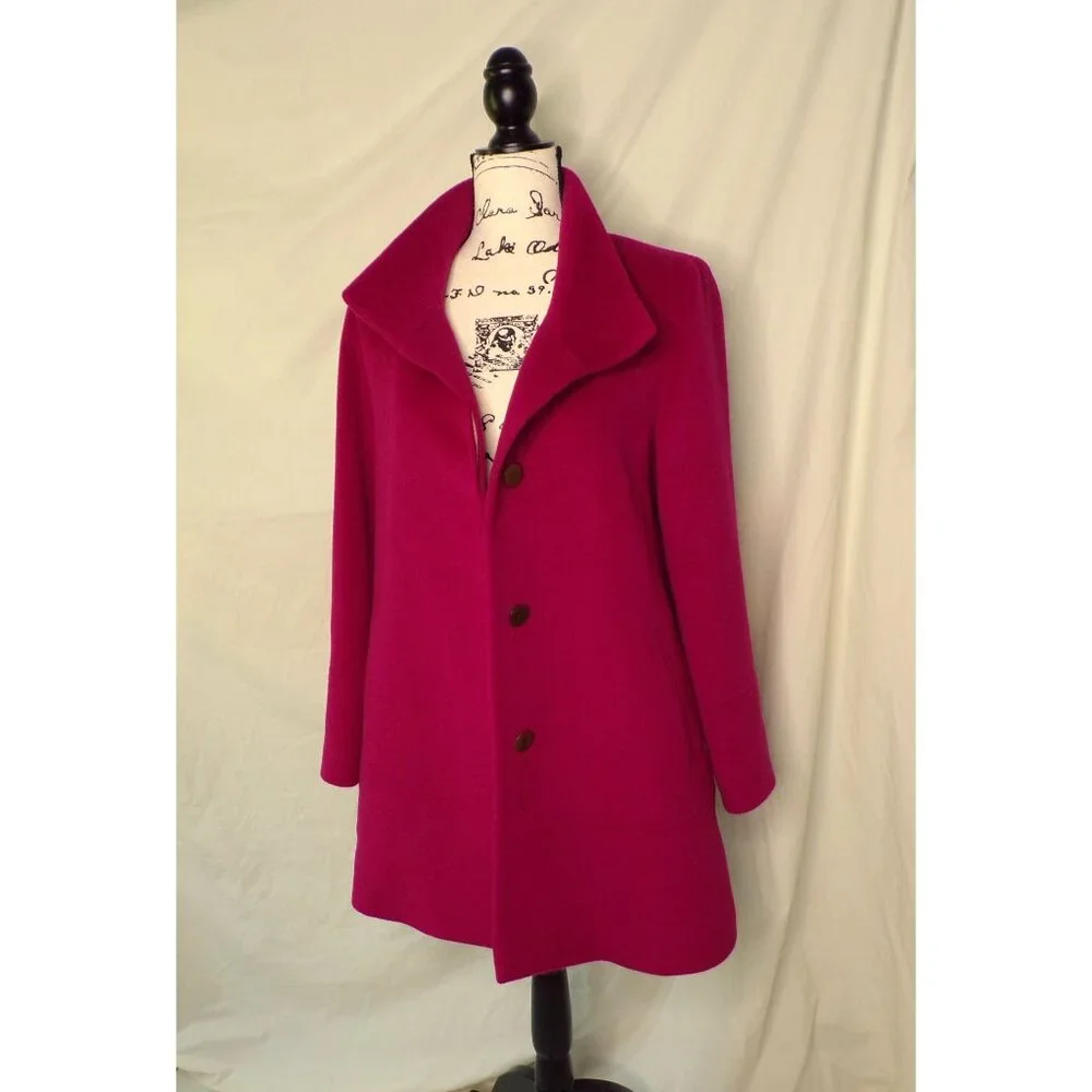 🆕FLEURETTE Wool Stand Collar Car Coat Currant 4 - Picture 3 of 12